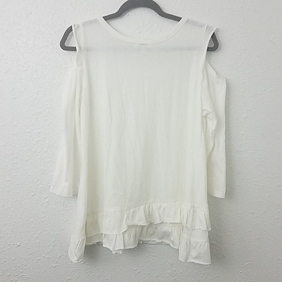 UMGEE small cold shoulder blouse ruffled hem coastal beach boho - Picture 6 of 7